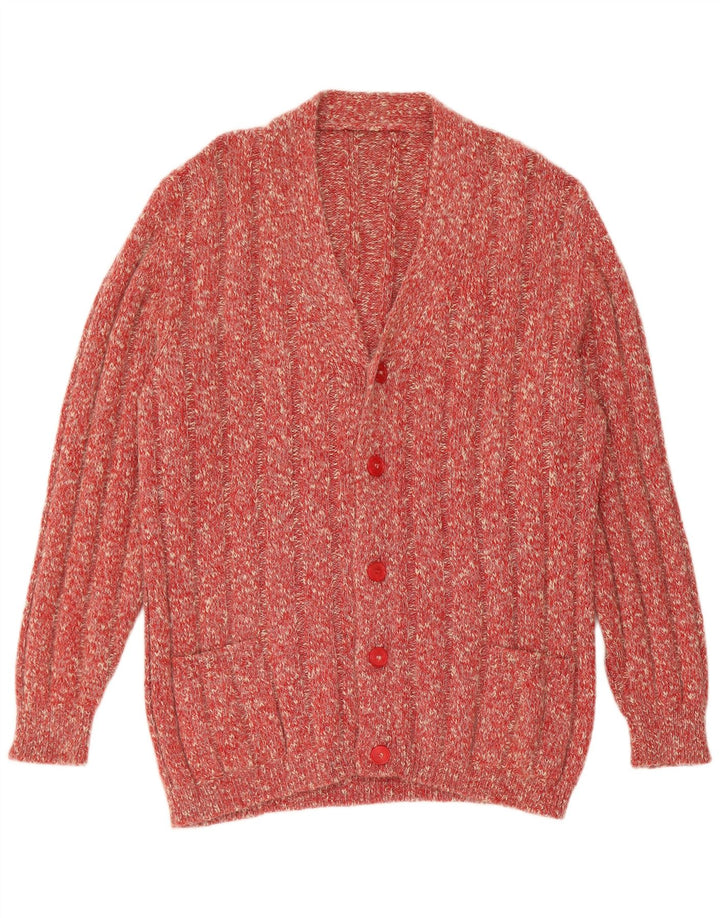 Maglione cardigan da uomo vintage grande rosso screziato