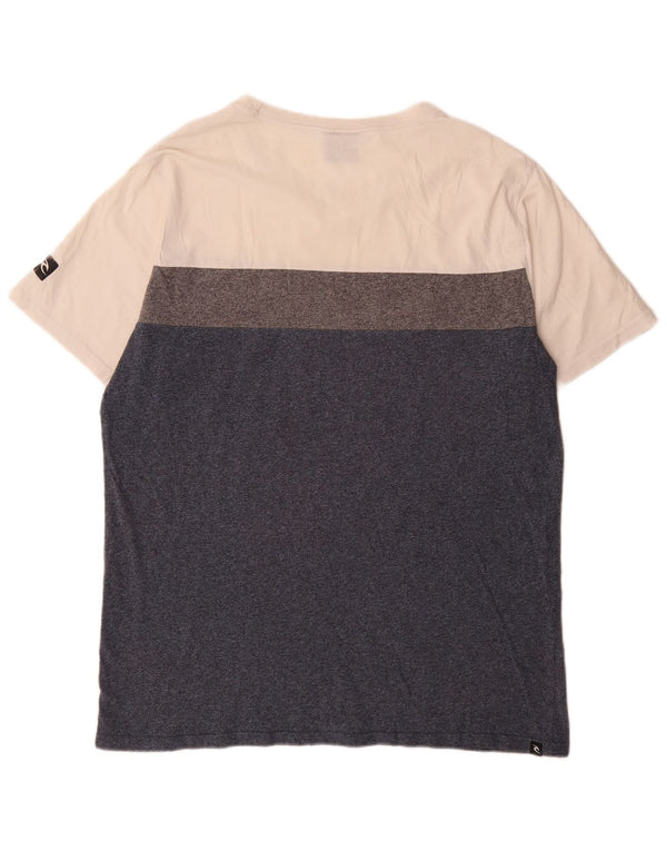 Rip Curl Mens Standard Fit T-Shirt Top XL Navy Blue Colourblock Cotton