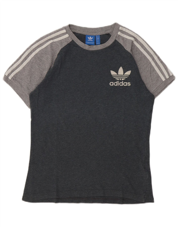 T-shirt Adidas da uomo Top Small in cotone color block grigio