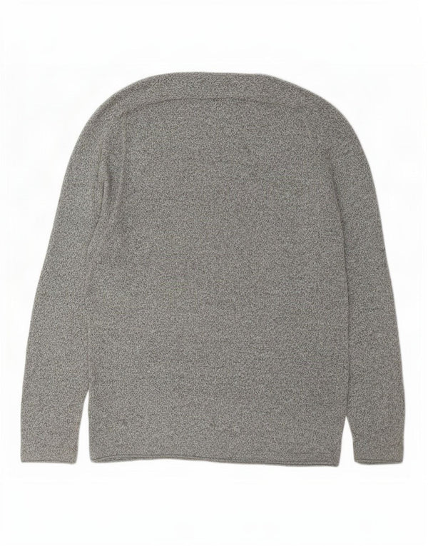 Zara Mens Boat Neck Jumper Sweater Large Grey Flecked Cotton