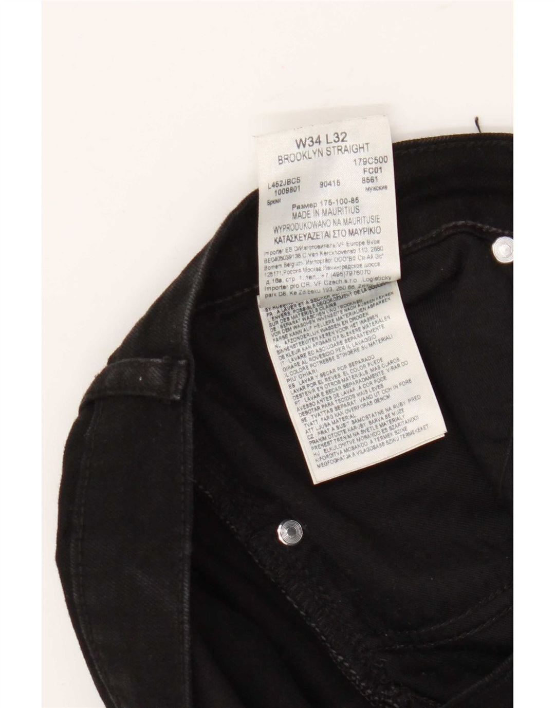 Jeans dritti da uomo Lee Brooklyn W34 L32 cotone nero