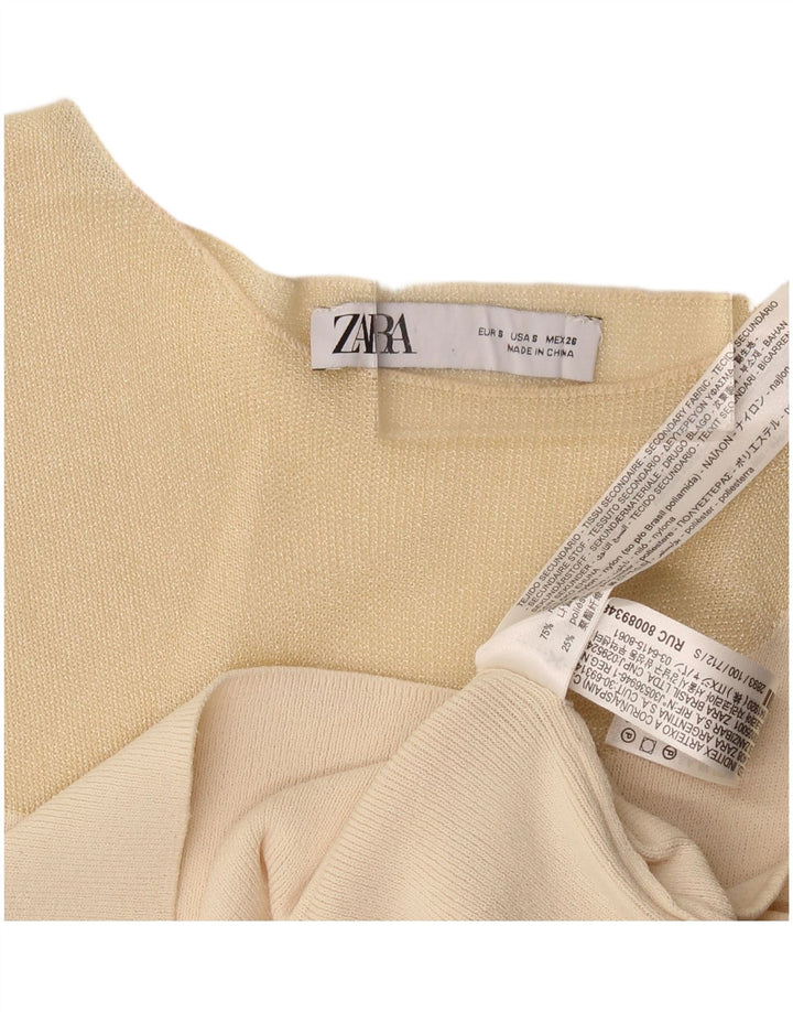 Canotta corta da donna Zara UK 8 piccola in nylon beige