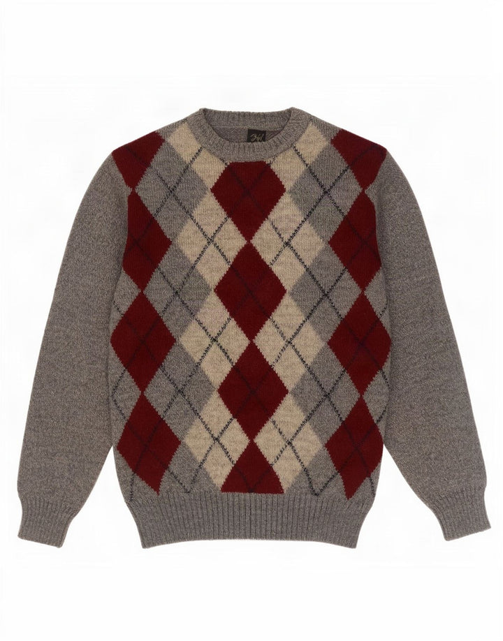 Maglione girocollo da uomo Rodes IT 48 Grigio medio a rombi/diamante
