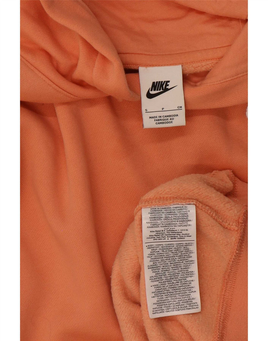 Felpa con cappuccio da uomo Nike Small in cotone arancione