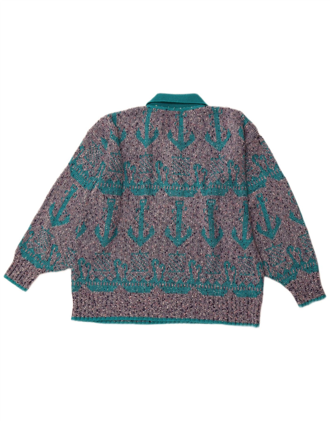 Maglione da uomo con collo a polo con motivo astratto VINTAGE XL grigio