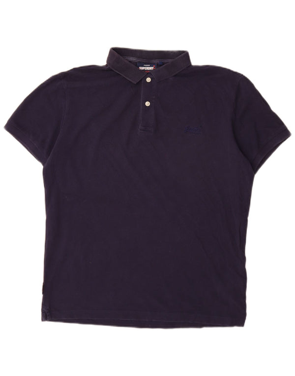 Polo da uomo SUPERDRY grande in cotone blu navy