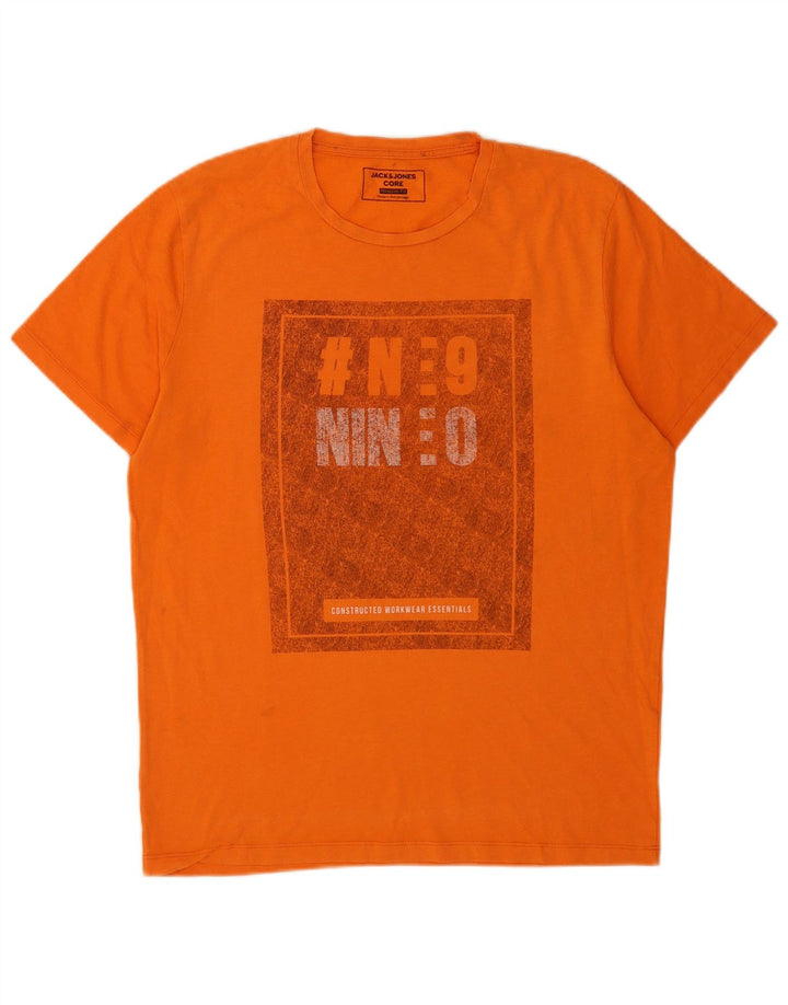 Jack & Jones T-shirt grafica da uomo con vestibilità regolare, taglia grande, arancione