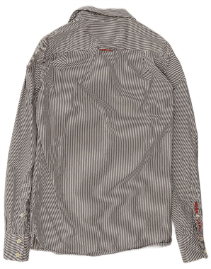 Camicia da uomo Superdry Small in cotone gessato grigio
