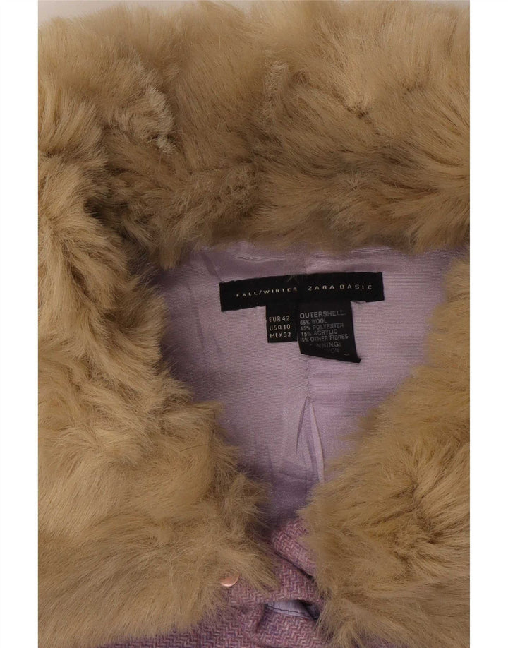 Giacca da donna in pelliccia sintetica Zara EU 42 classica in lana screziata viola medio