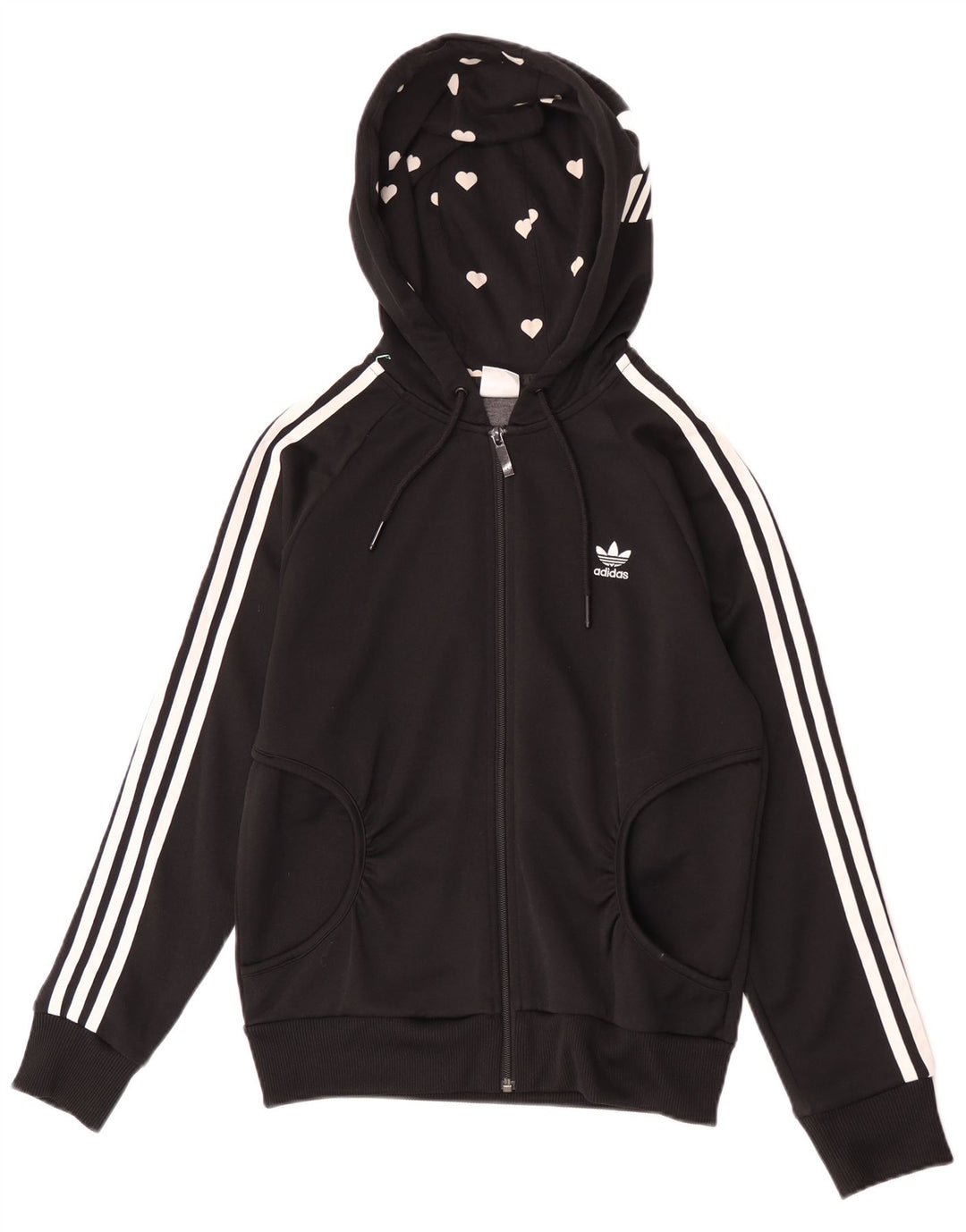 Maglione con cappuccio e zip grafica da donna Adidas IT 40 Small Nero Poliestere