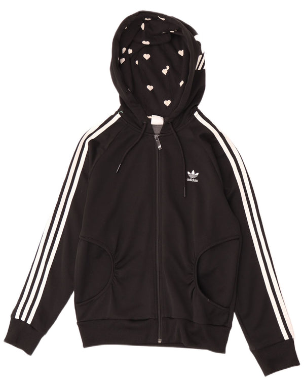 Maglione con cappuccio e zip grafica da donna Adidas IT 40 Small Nero Poliestere