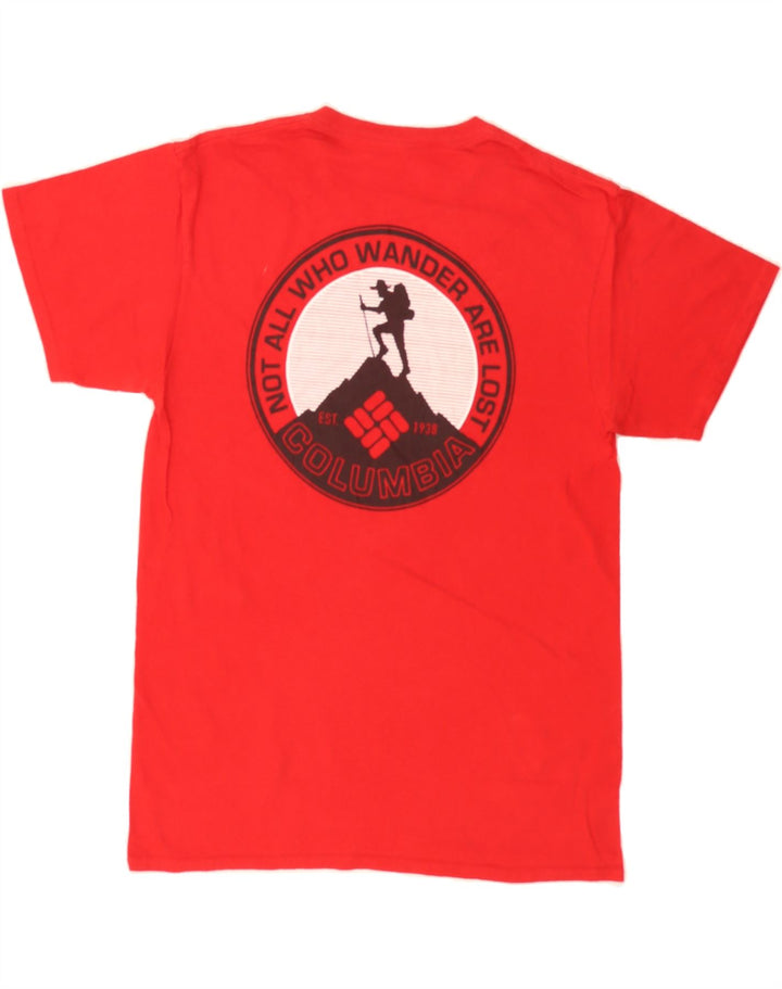 COLUMBIA Mens Graphic T-Shirt Top Medium Red Cotton Vintage Columbia and Second-Hand Columbia from Messina Hembry 