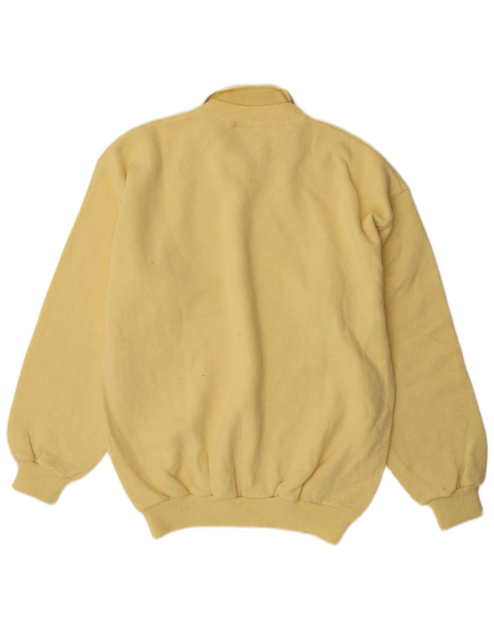 Felpa vintage da uomo con collo alto, maglione grande, cotone giallo