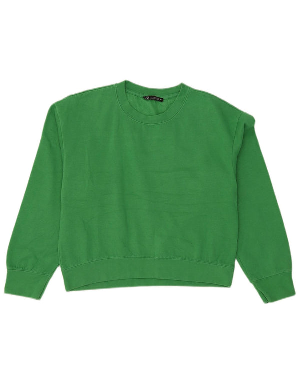 Felpa corta da donna Zara UK 10 piccola verde poliestere