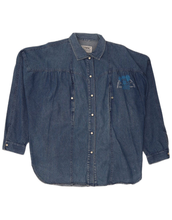 POP 84 Camicia di jeans oversize da donna UK 14 Cotone blu medio
