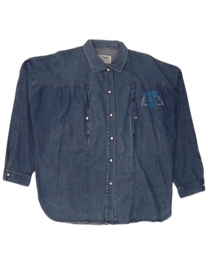 POP 84 Camicia di jeans oversize da donna UK 14 Cotone blu medio