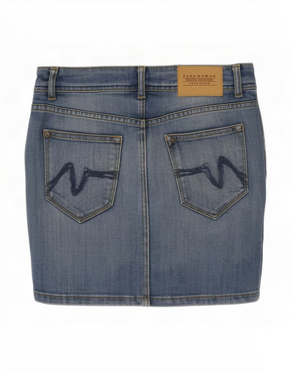 Mini gonna di jeans da donna Zara EU 36 XS W26 Blu