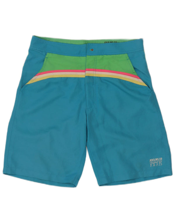 Pantaloncini da bagno da uomo Jack & Jones in poliestere color block blu medio