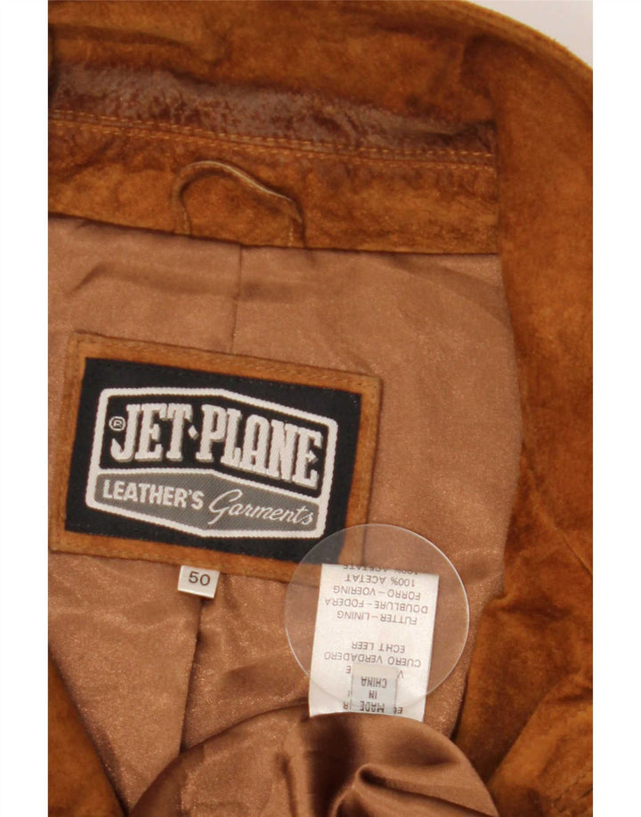 Giacca in pelle scamosciata da uomo Jet Plane IT 50 grande in pelle beige