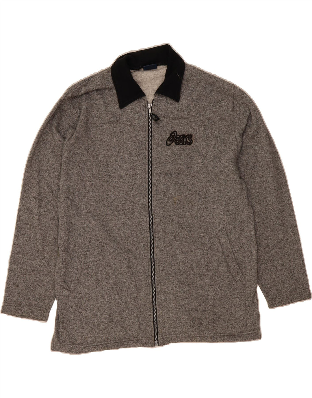 ASICS Mens Tracksuit Top Jacket Large Grey Cotton Vintage Asics and Second-Hand Asics from Messina Hembry 