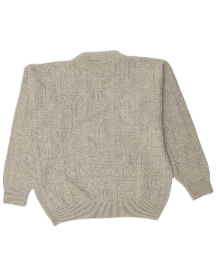 CASUALLAND Maglione girocollo da uomo piccolo in acrilico grigio