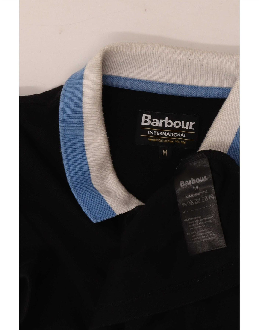 Polo da rugby da uomo Barbour in cotone nero medio
