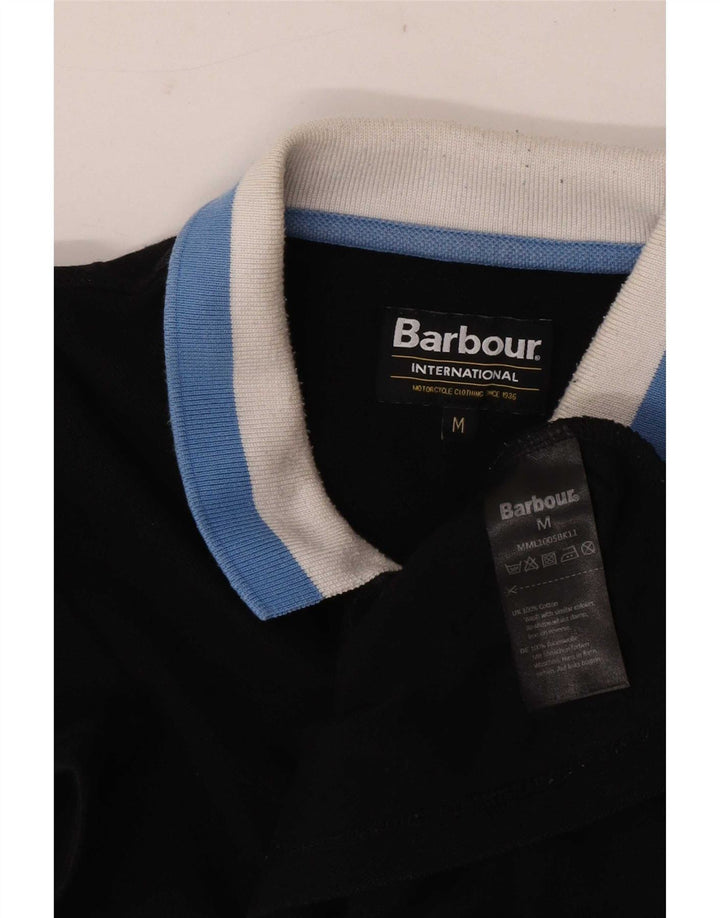 Polo da rugby da uomo Barbour in cotone nero medio