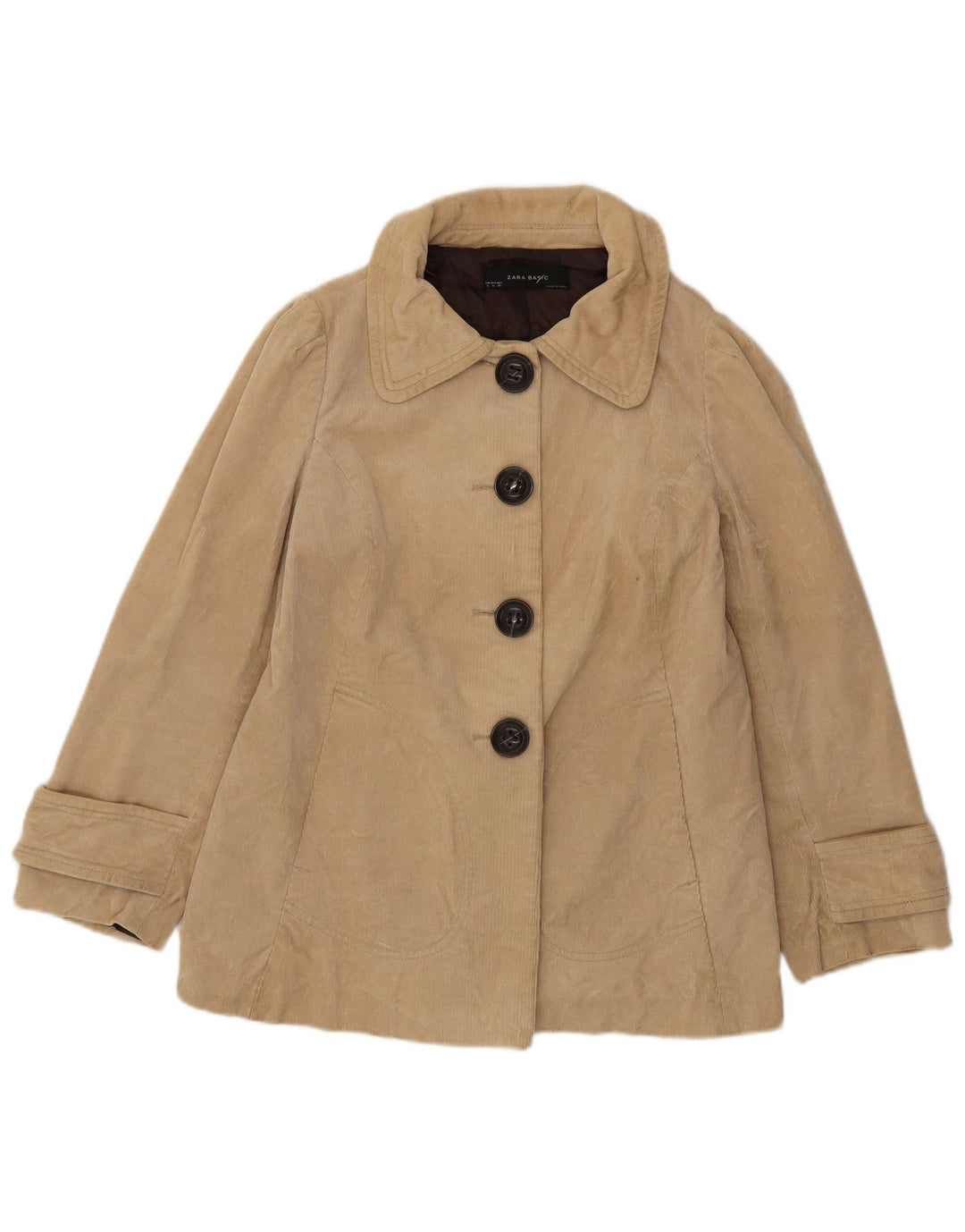 Giacca da donna in velluto a coste ZARA UK 16 grande in cotone beige