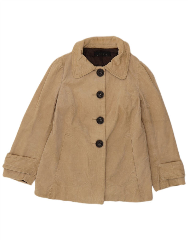 Giacca da donna in velluto a coste ZARA UK 16 grande in cotone beige