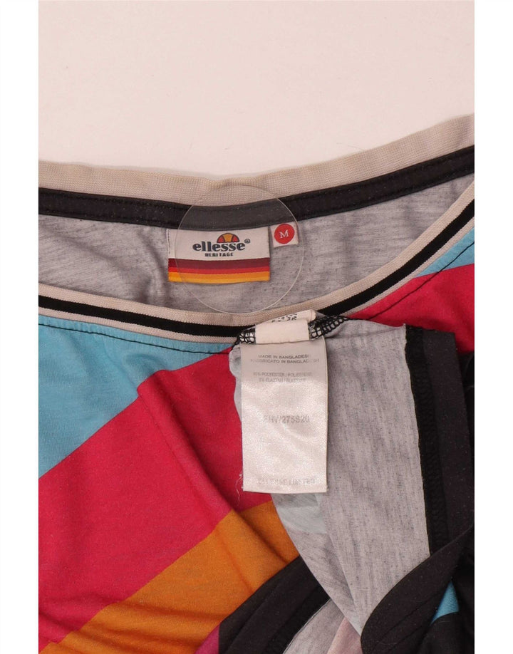T-shirt grafica corta da donna Ellesse Top UK 14 Medium Black Striped