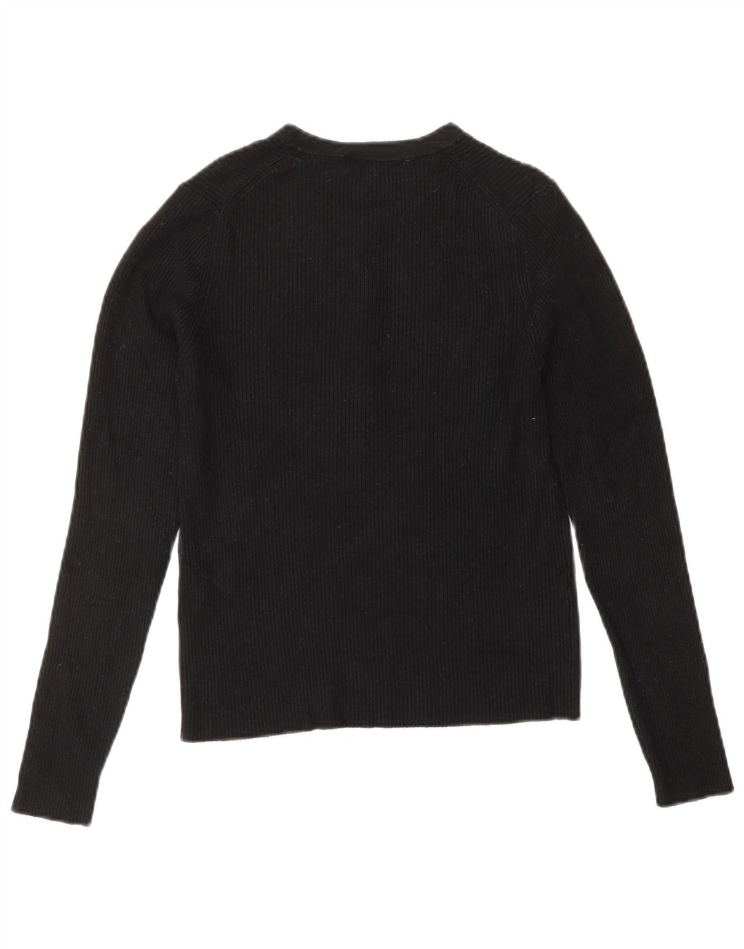 ZARA Maglione da Donna con Collo Corto e Bottoni UK 12 Viscosa Nera Media