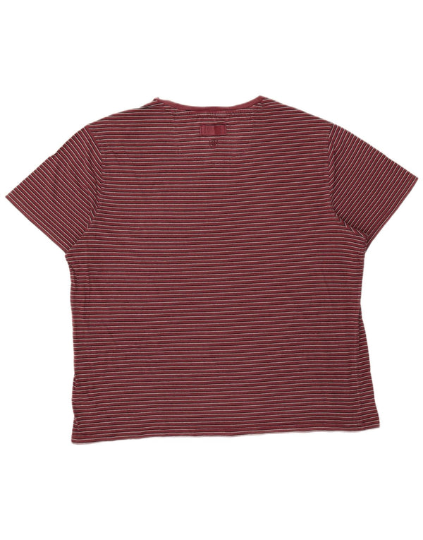 T-shirt da uomo Fat Face Top 2XL cotone a righe bordeaux