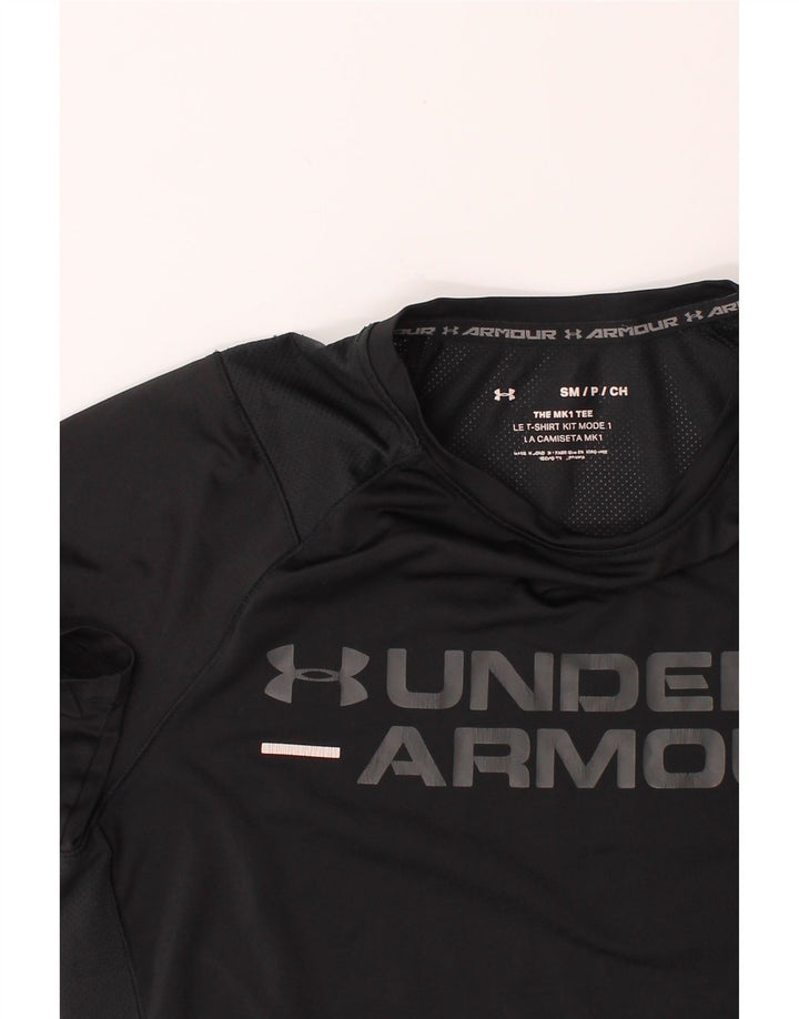 UNDER ARMOUR Mens Graphic T-Shirt Top Small Black Vintage Under Armour and Second-Hand Under Armour from Messina Hembry 