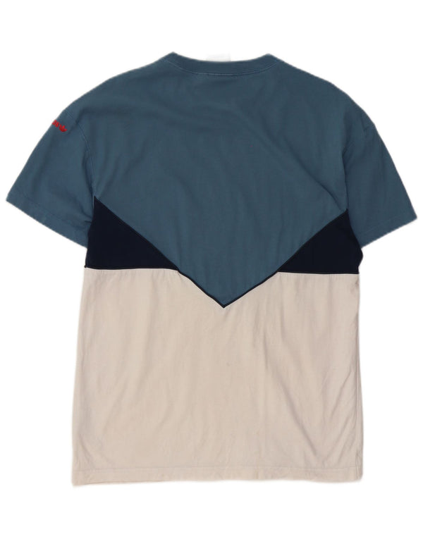 T-shirt da uomo Adidas Top Small blu in cotone color block