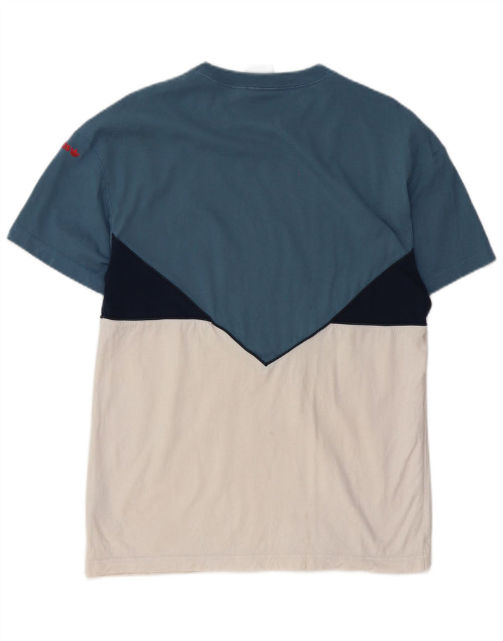 T-shirt da uomo Adidas Top Small blu in cotone color block