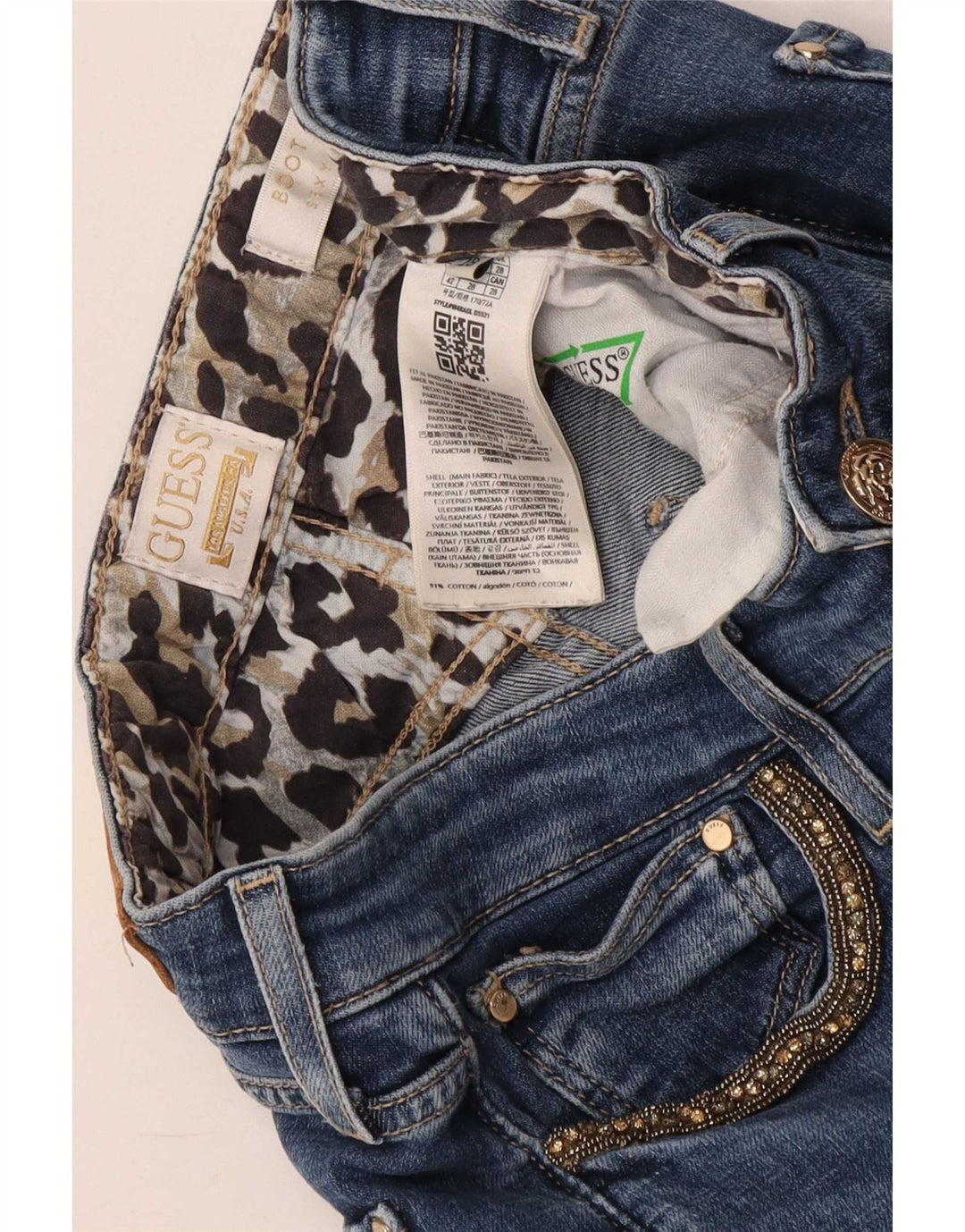 Jeans Bootcut da donna a vita alta Guess W28 L28 cotone blu