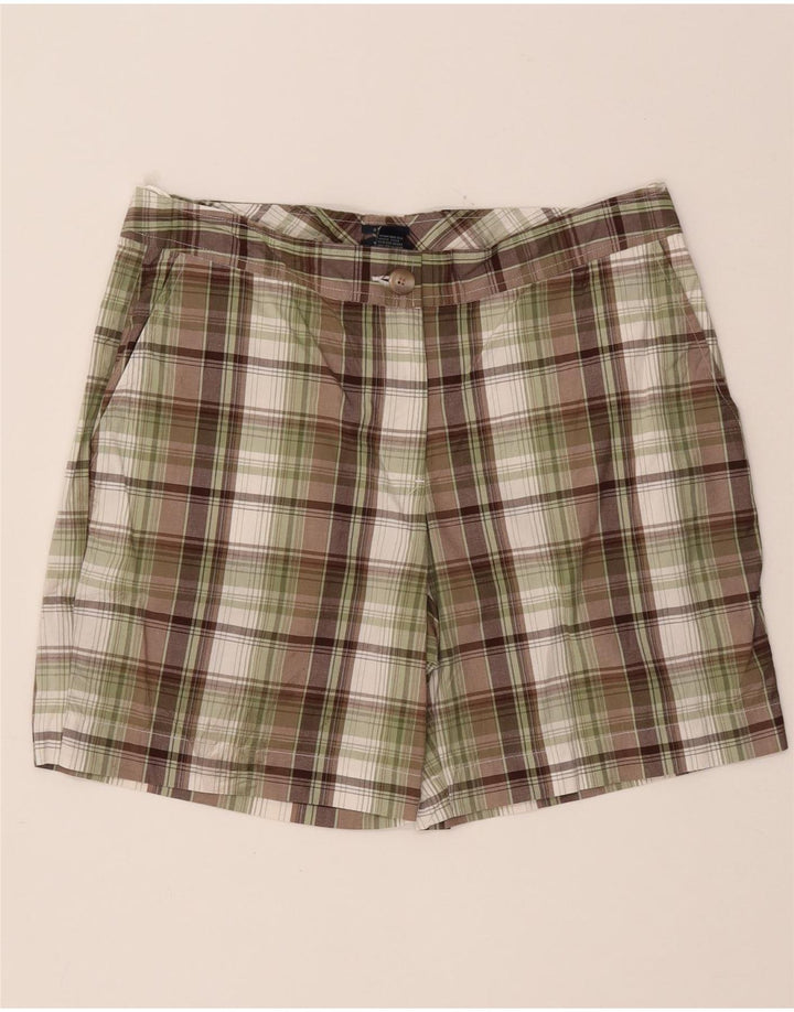 Pantaloncini chino da donna IZOD US 8 Medium W32 in cotone a quadri kaki