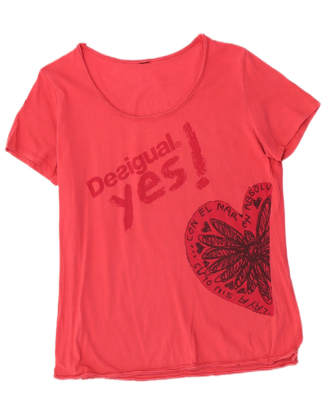 Desigual Maglietta grafica da donna Top UK 14 Rosa medio