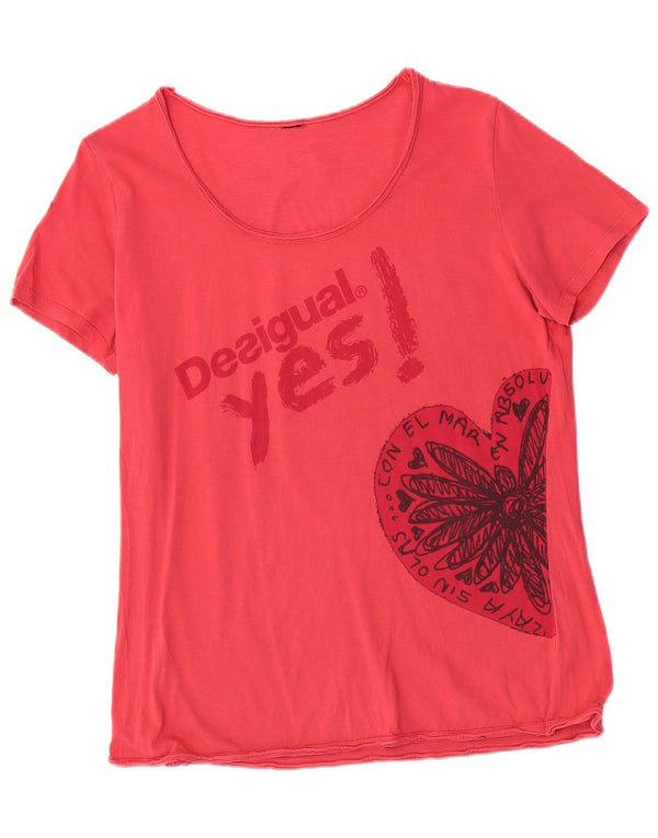 Desigual Maglietta grafica da donna Top UK 14 Rosa medio