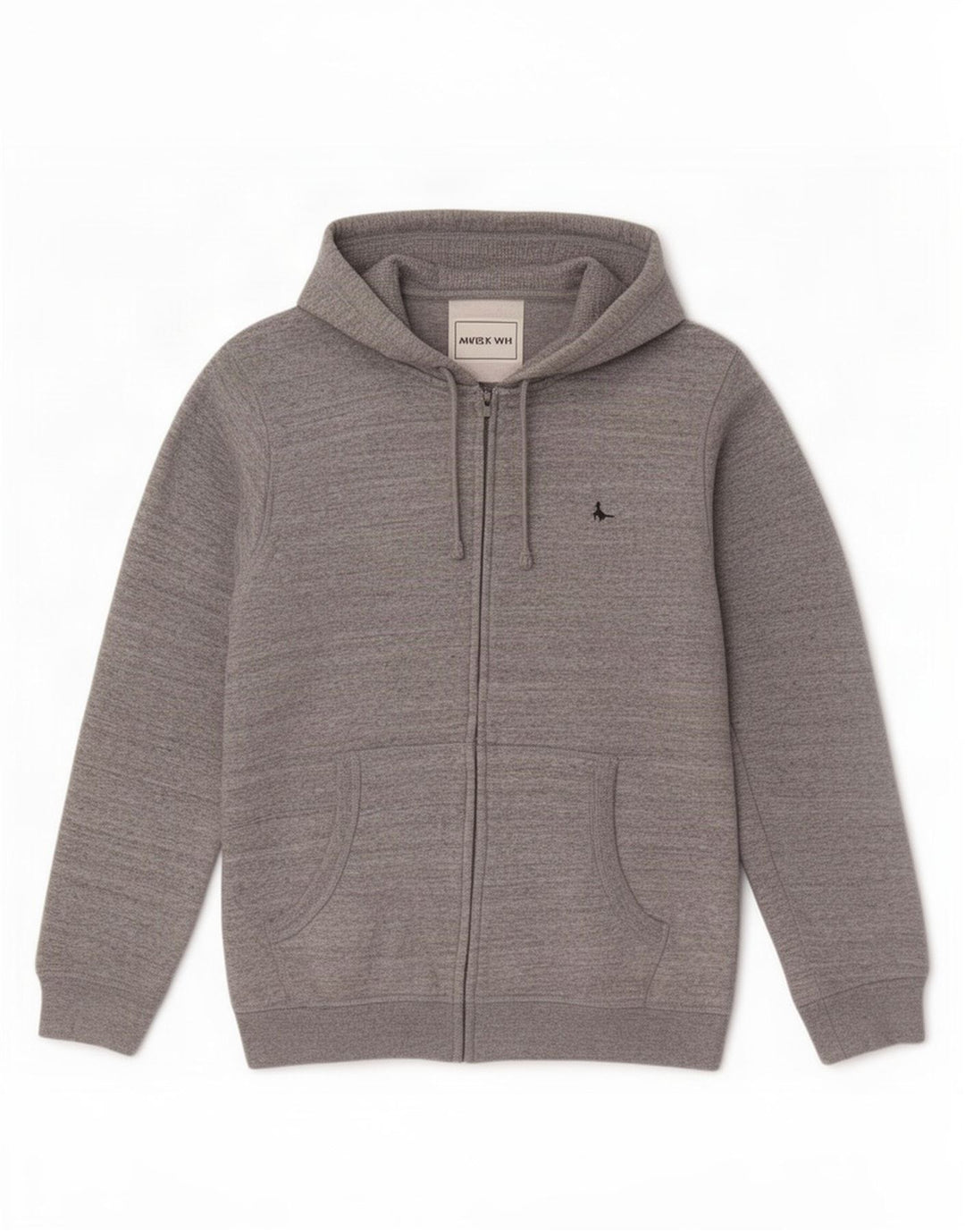 Maglione con cappuccio e zip da uomo Jack Wills in cotone screziato grigio medio