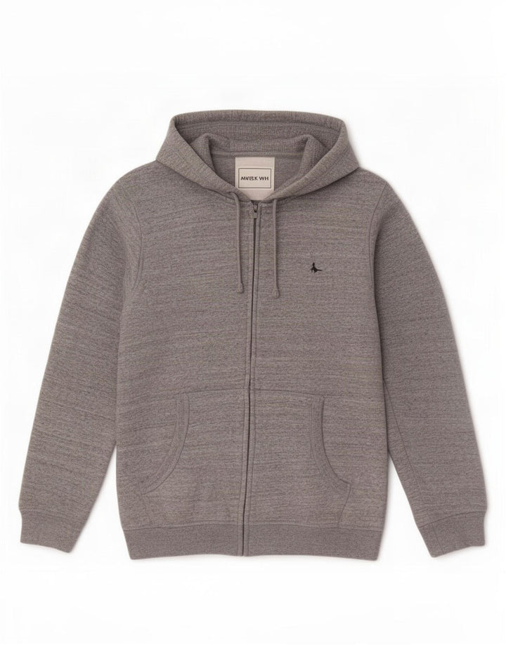 Maglione con cappuccio e zip da uomo Jack Wills in cotone screziato grigio medio