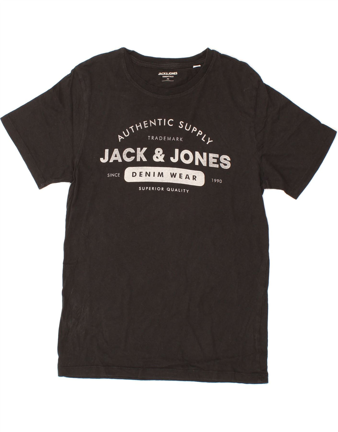 JACK & JONES Mens Graphic T-Shirt Top Medium Black Cotton Vintage Jack & Jones and Second-Hand Jack & Jones from Messina Hembry 