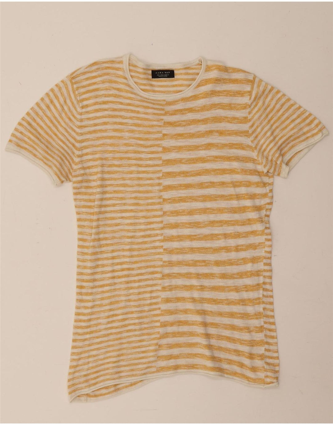T-shirt Zara da uomo Top piccola a righe gialle