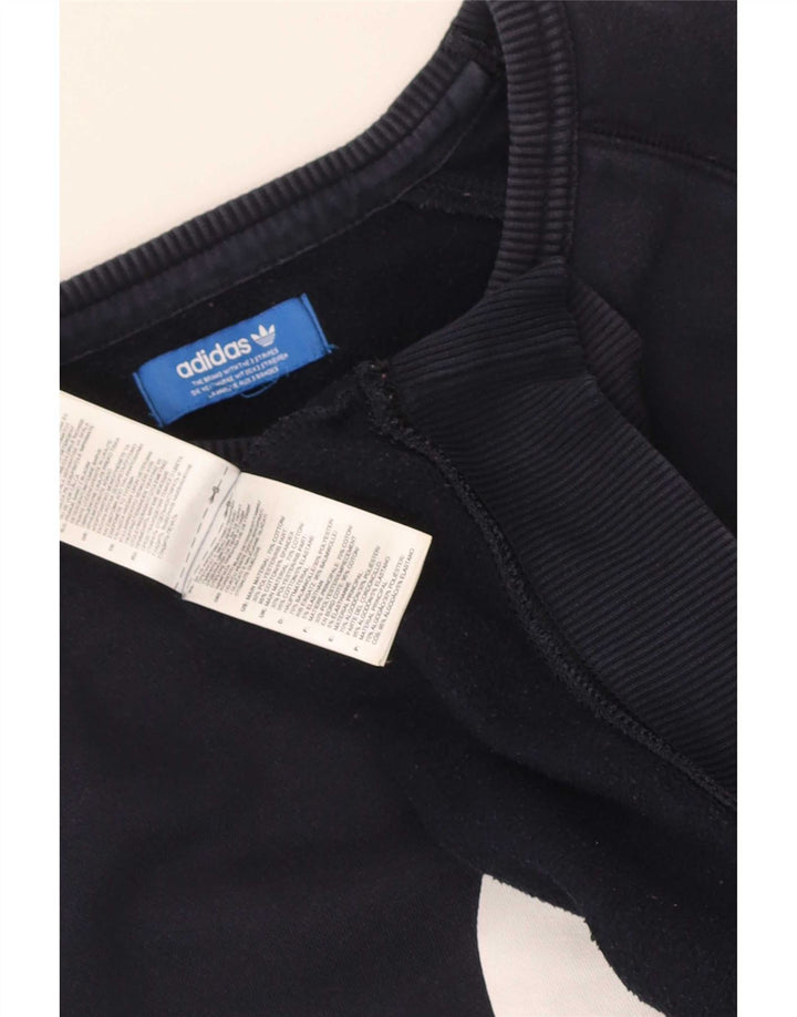 Felpa grafica da uomo Adidas Maglione grande in cotone blu navy