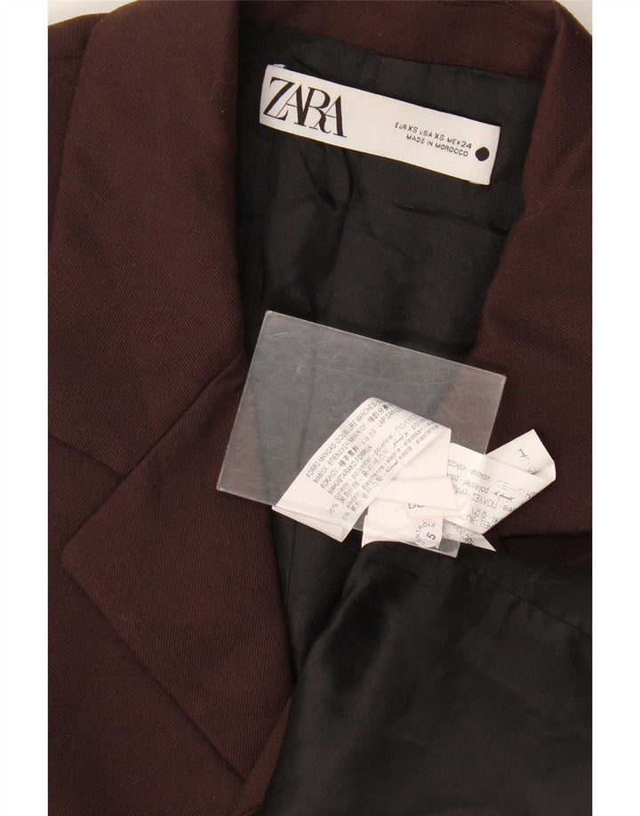 Giacca blazer da uomo a 2 bottoni Zara UK 34 XS poliestere marrone