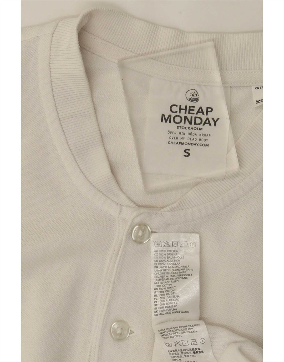 T-shirt da uomo Cheap Monday Top piccola in cotone bianco
