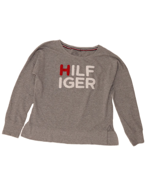 Felpa grafica da donna Tommy Hilfiger Maglione UK 10 Small Cotone grigio