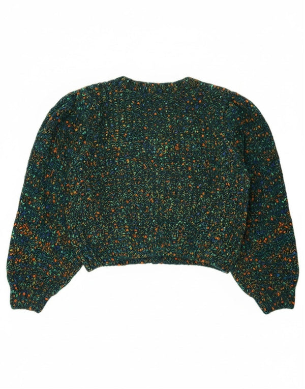 Maglione cardigan corto da donna Cider UK 16 Grande poliestere screziato verde