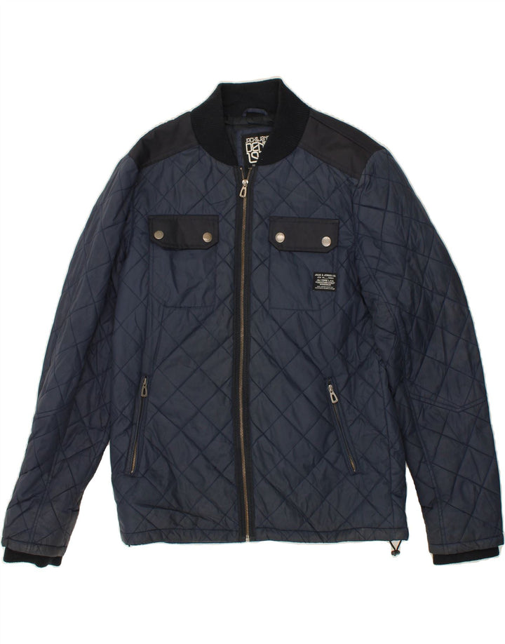 JACK & JONES Mens Core Quilted Jacket UK 38 Medium Navy Blue Nylon Vintage Jack & Jones and Second-Hand Jack & Jones from Messina Hembry 