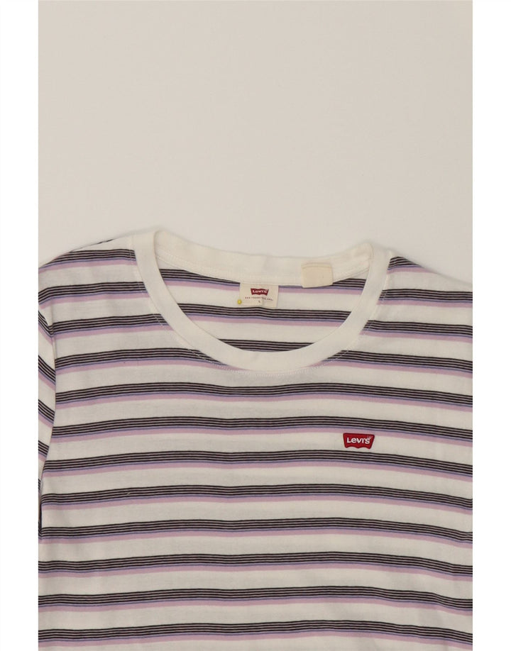 LEVI'S Womens Top Long Sleeve UK 16 Large Purple Striped Cotton Vintage Levi's and Second-Hand Levi's from Messina Hembry 